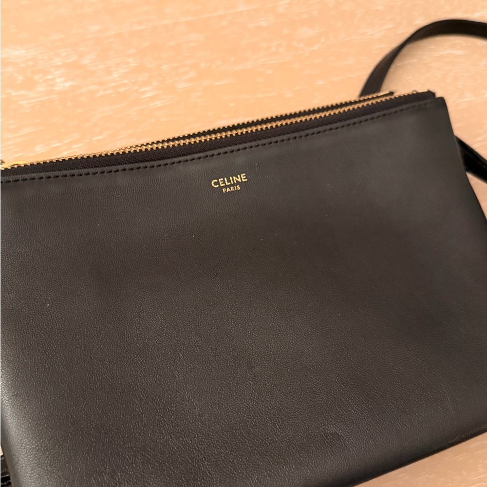 Celine Black Leather Trio Bag